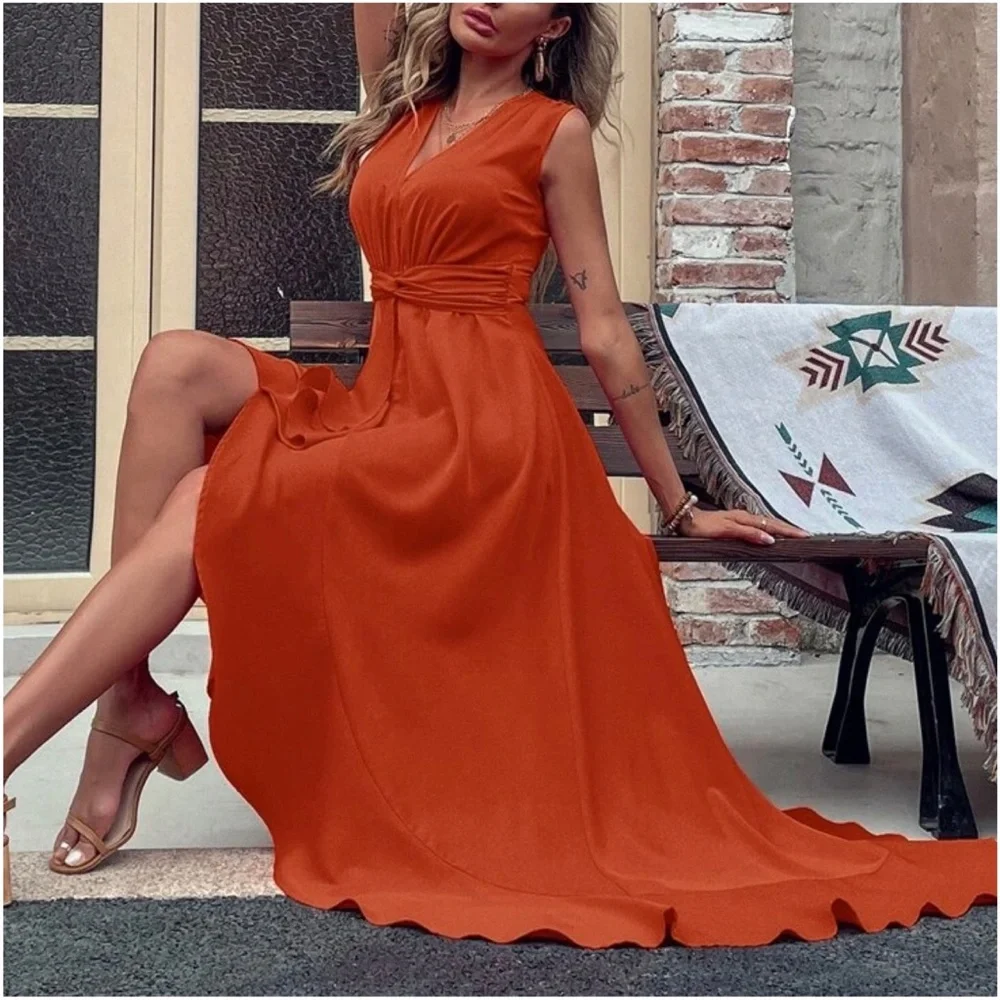 Boho Sleeveless High Low Ruffle Maxi Dress - Picture 10 of 14
